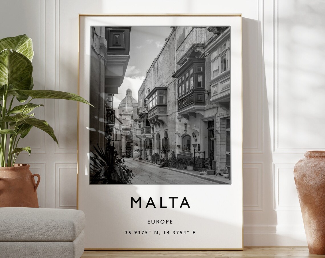 Malta Travel Poster, Valletta European Travel Art