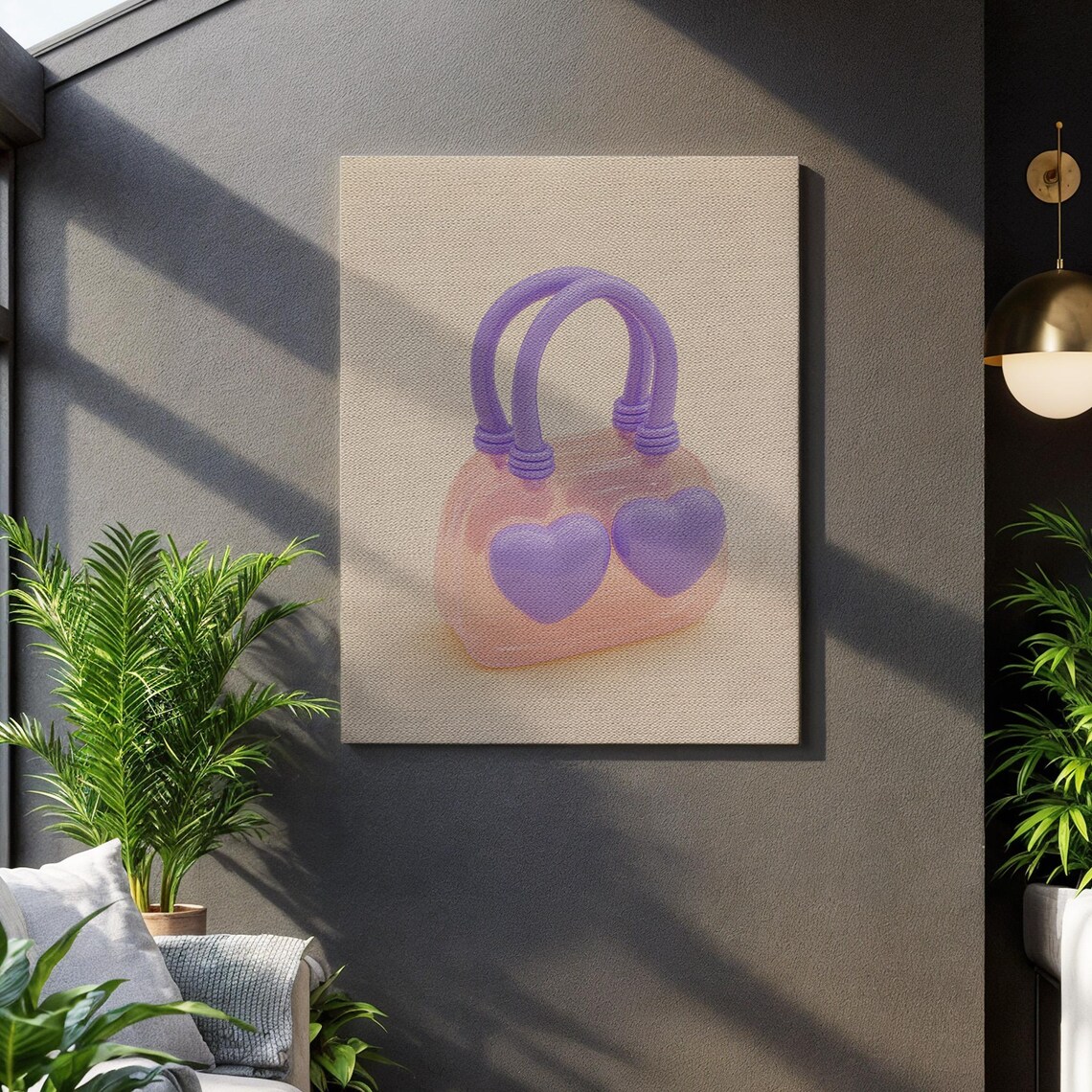 Heart Handle Bag Retro Y2K Pop Art, Gift for Girly Interiors