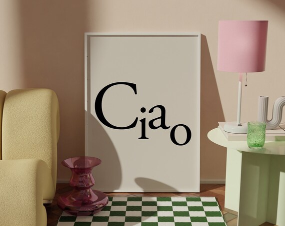 Ciao Italian Greeting Minimalist Black Serif Typography Poster