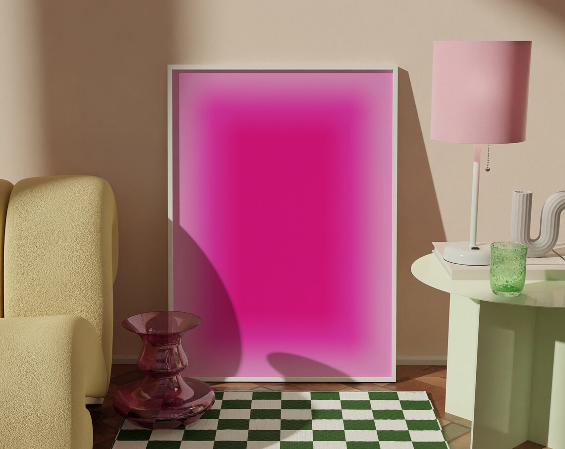 Hot Pink Aura Gradient Spiritual Energy Minimalist Room Decor Poster