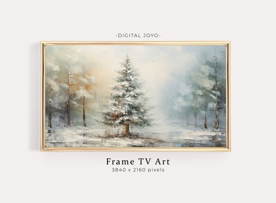 Christmas Tree In Snowy Winter Woodland Painting Holiday Poster