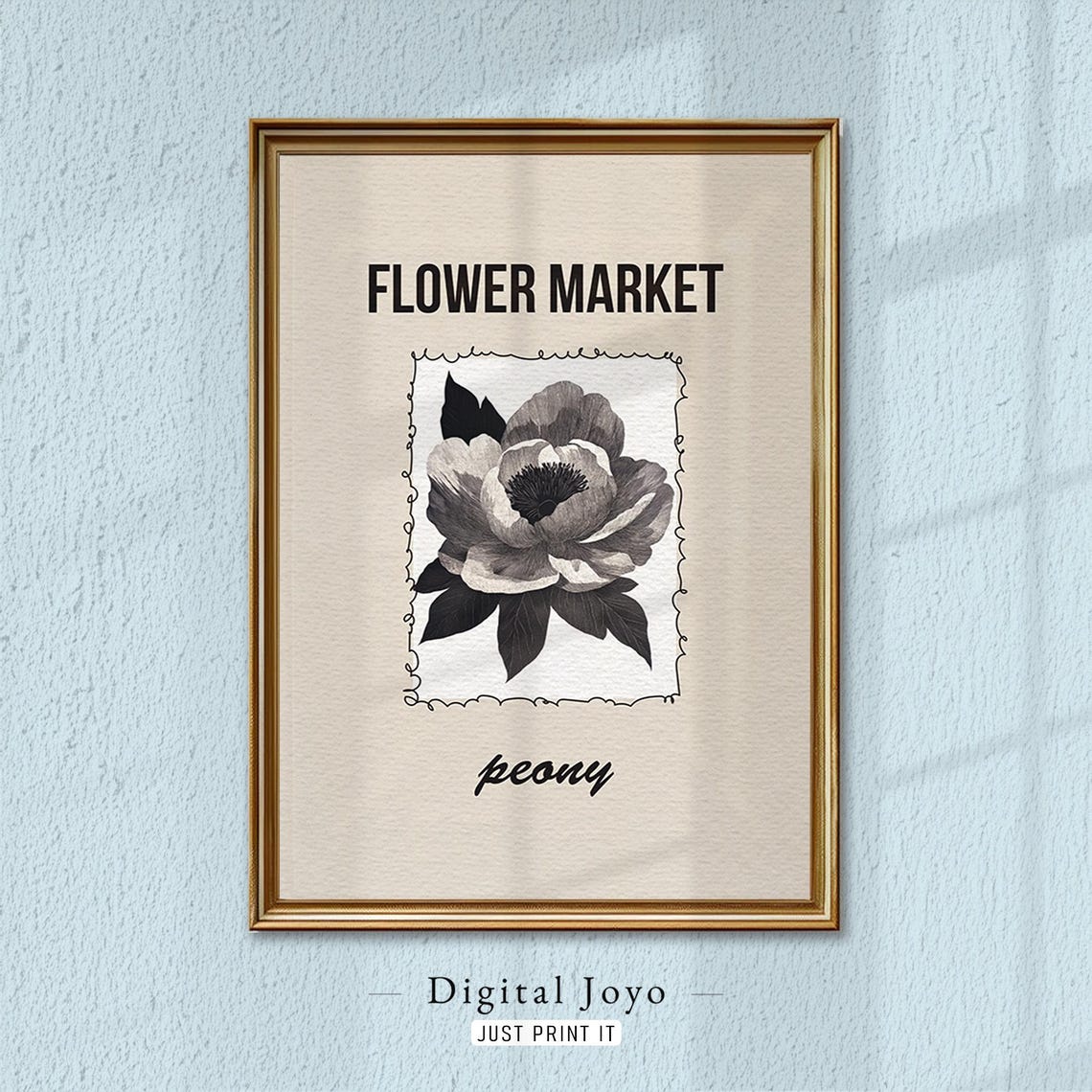 Peony Botanical Print Soft Neutral Flower Illustration