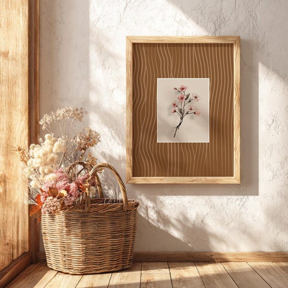 Pink Blossom Botanical Print Vintage Floral Wall Art