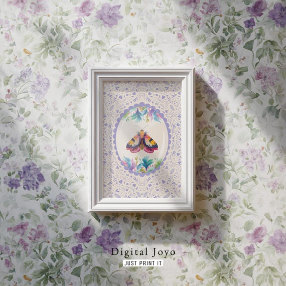 Pastel Moth Print Farmhouse Gallery Nursery Decor