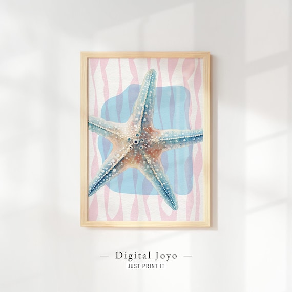 Starfish Watercolor Coastal Print In Pastels