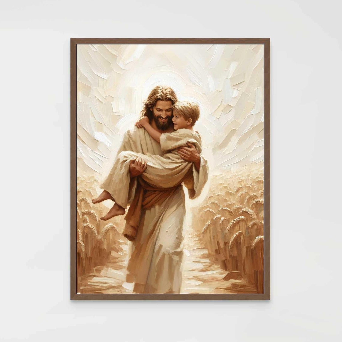 Happy With Him Christian Painting, Jesus With Boy