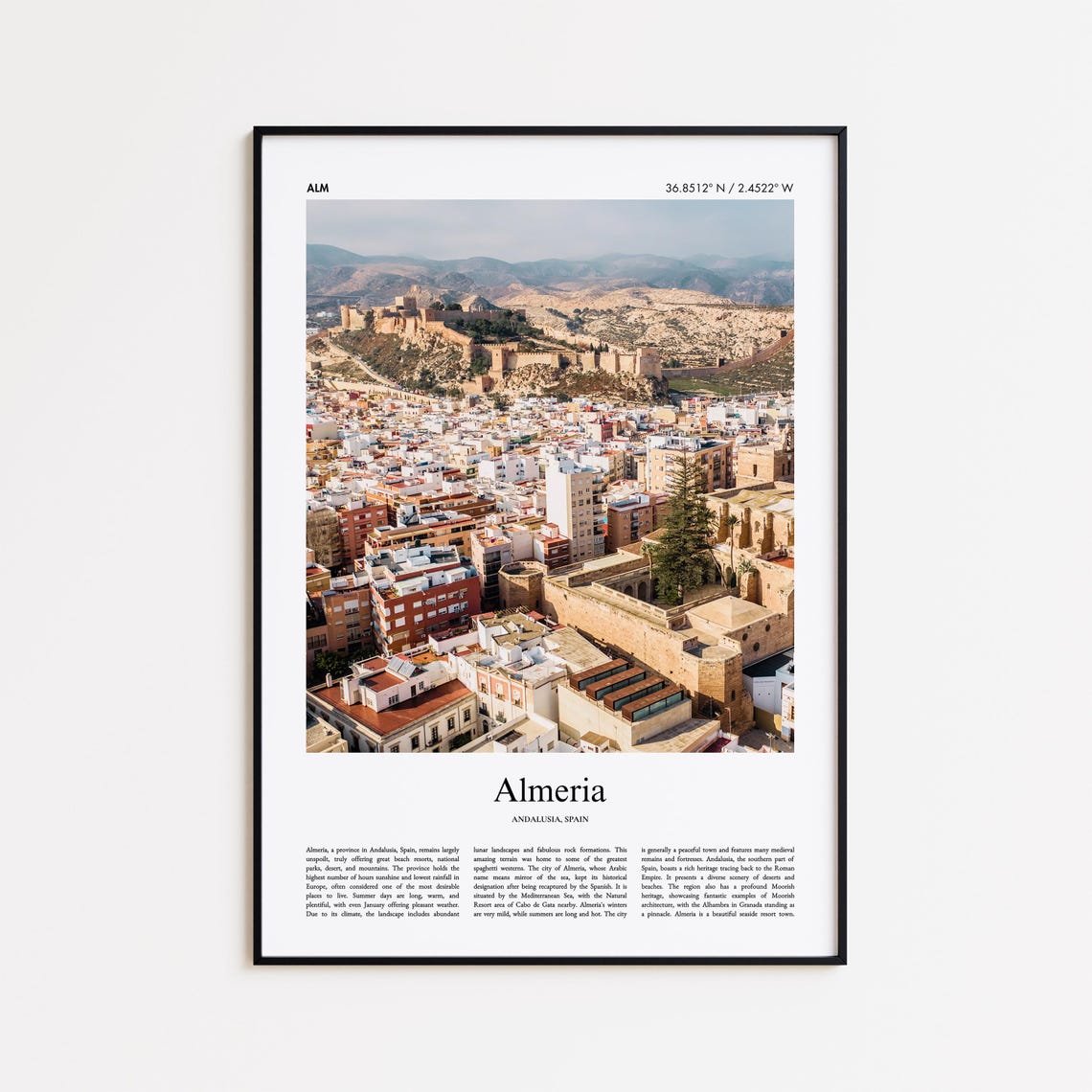 Almeria Andalusia Spain Fortress City Real Photo Travel Poster
