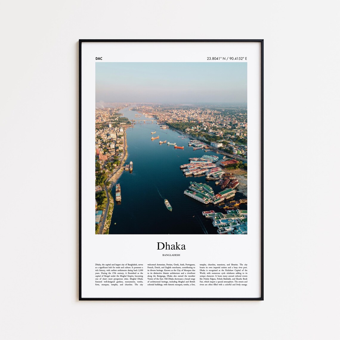 Dhaka Bangladesh River Boats Aerial View Photo Travel Poster