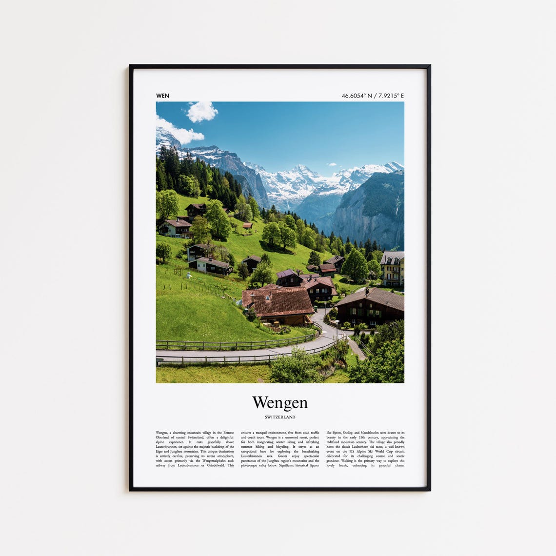 Wengen Switzerland Alpine Village Chalets Jungfrau Mountain Poster