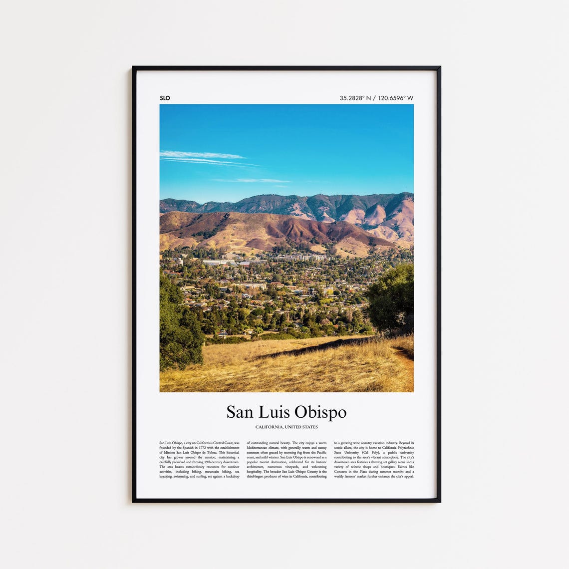 San Luis Obispo California Hills View Color Travel Photo Poster