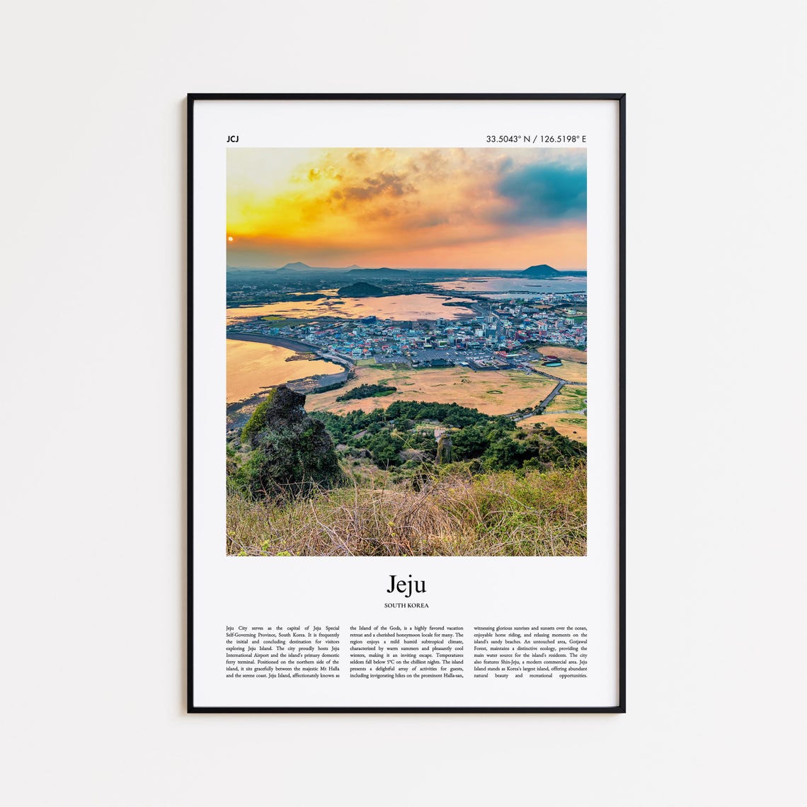 Jeju South Korea Island Sunset Coastal Cityscape Photo Poster