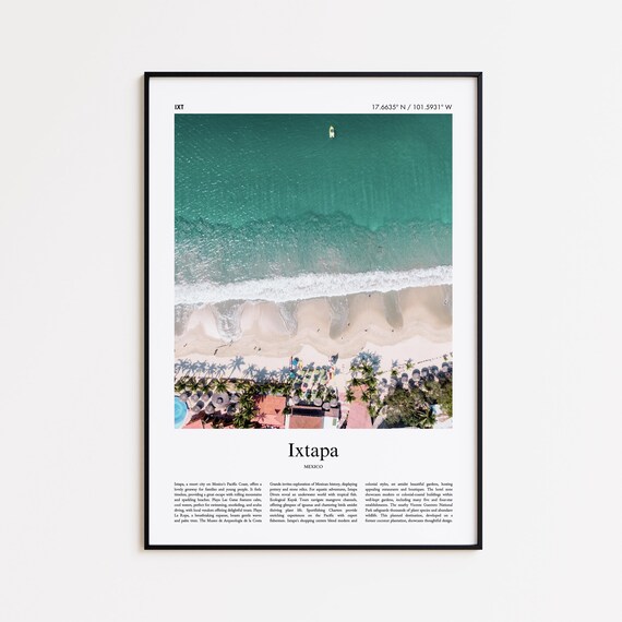 Ixtapa Color Print Real Photo Poster Travel Gift Mexico Minimal City Wall Art