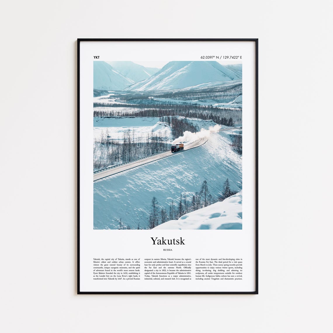 Yakutsk Russia Siberian Winter Snow Road Arctic Landscape Photo Poster