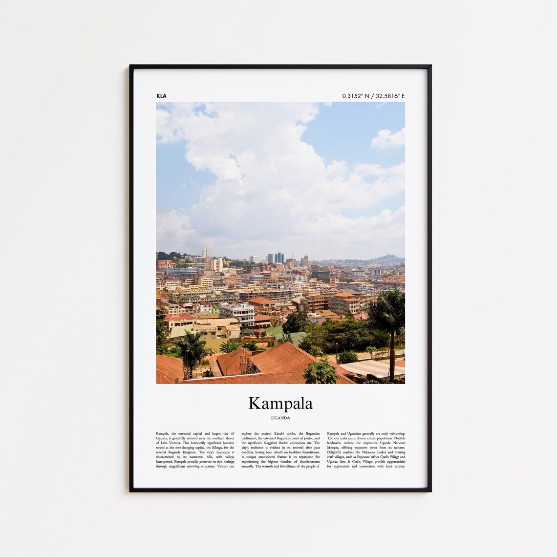 Kampala Uganda Cityscape Skyline Capital City Travel Photo Poster