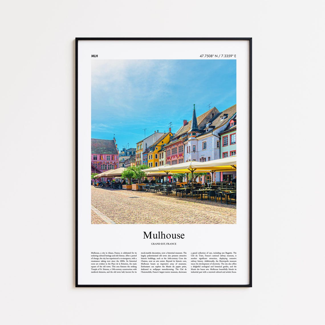 Mulhouse France Colorful Old Town Square Cafe Terraces Poster