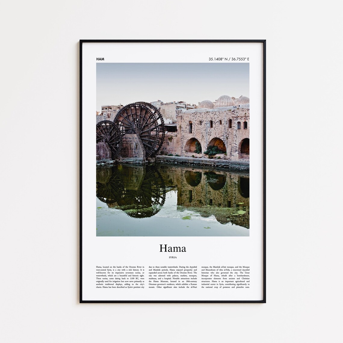 Hama Syria Famous Norias Waterwheels River Photo Travel Poster