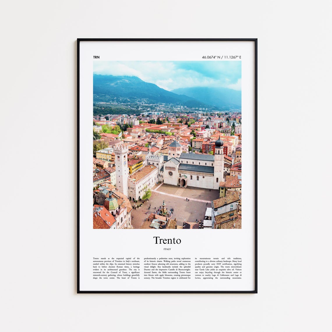 Trento Italy Cathedral Old Town Alpine Mountain Color Photo Poster