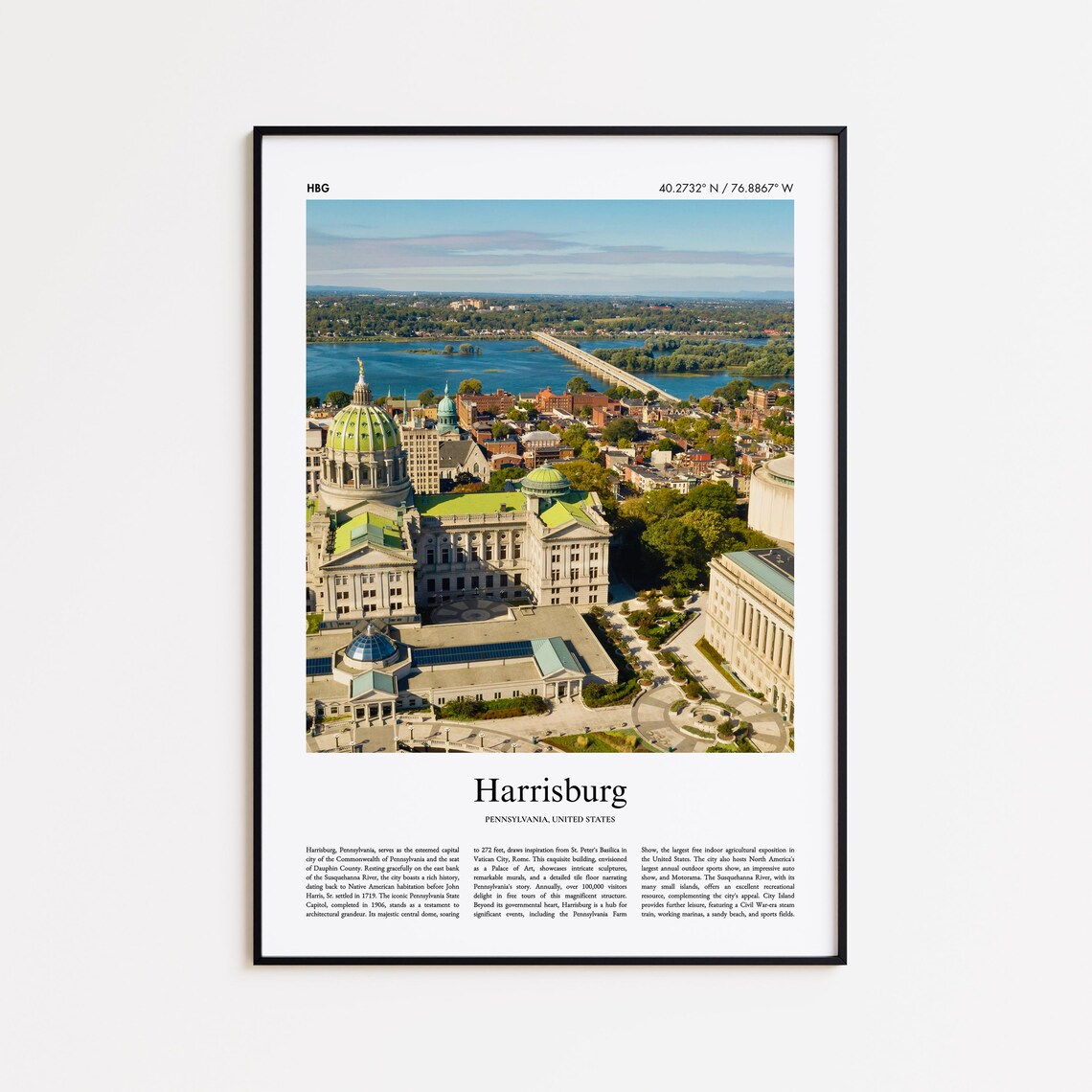 Harrisburg Color Print Real Photo Poster Travel Gift Pennsylvania United States Usa Wall Art