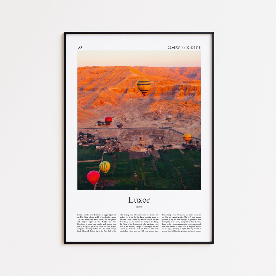 Luxor Egypt Hot Air Balloons Over Nile Valley Sunset Photo Poster