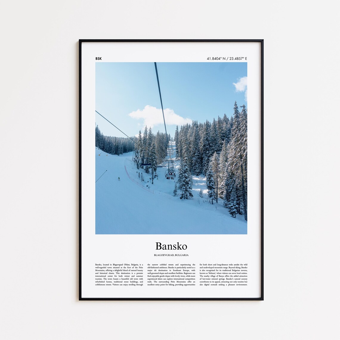 Bansko Bulgaria Ski Resort Snowy Slope Winter Travel Photo Poster