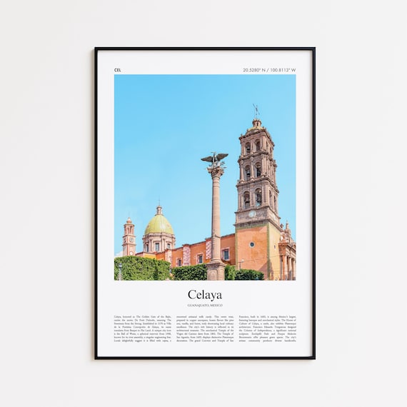 Celaya Color Print Real Photo Poster Travel Gift Guanajuato Mexico Minimal City