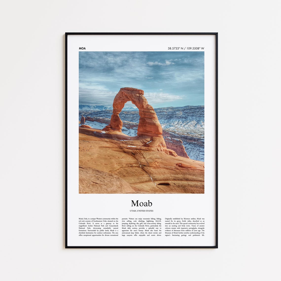 Moab Utah Delicate Arch Red Rock Desert View Minimalist Poster
