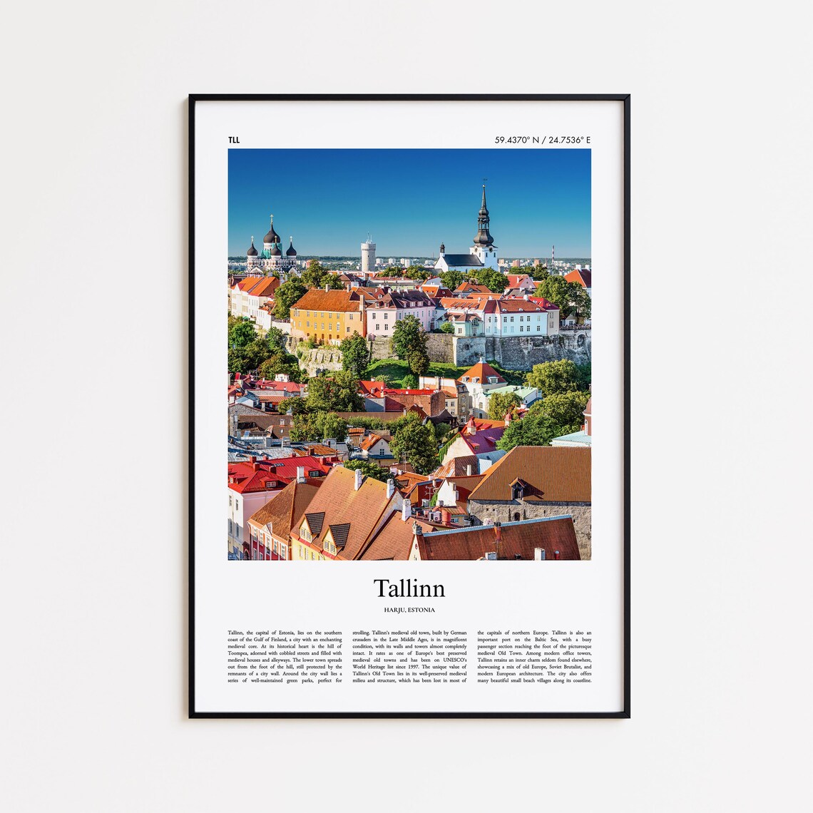 Tallinn Estonia Medieval Old Town Church Towers Photo Travel Poster