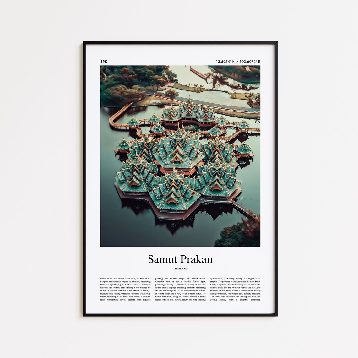 Samut Prakan Thailand Temple Complex Aerial Water Photo Poster