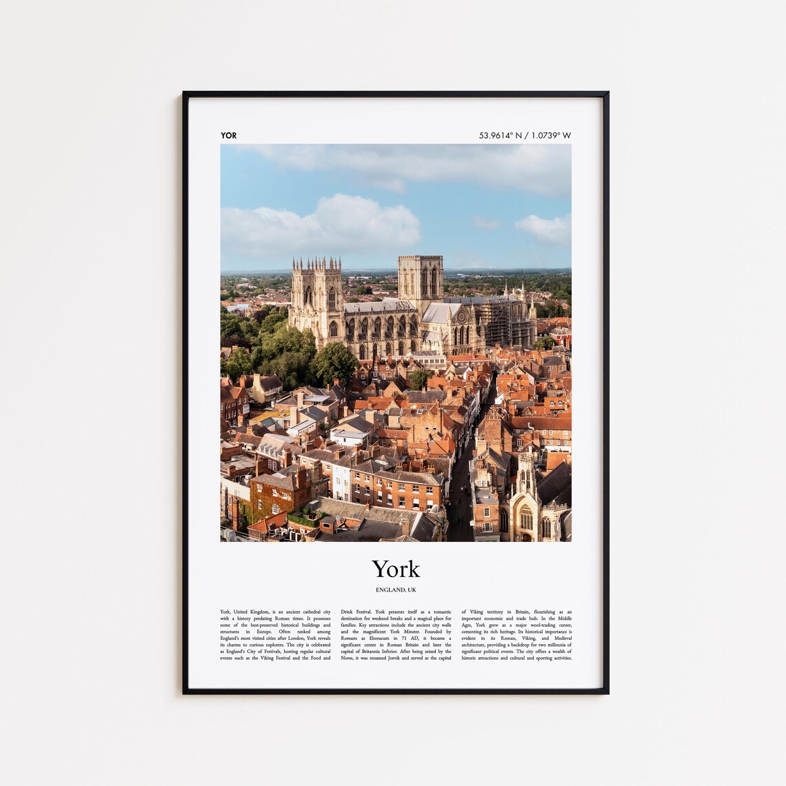York England UK Historic Minster Cathedral Aerial Photo Poster