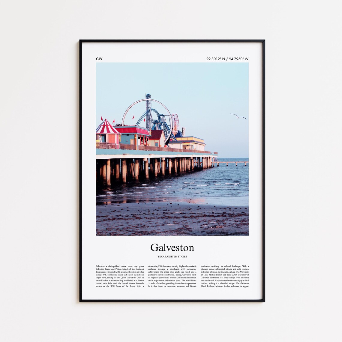 Galveston Texas Pleasure Pier Amusement Park Carnival Photo Poster