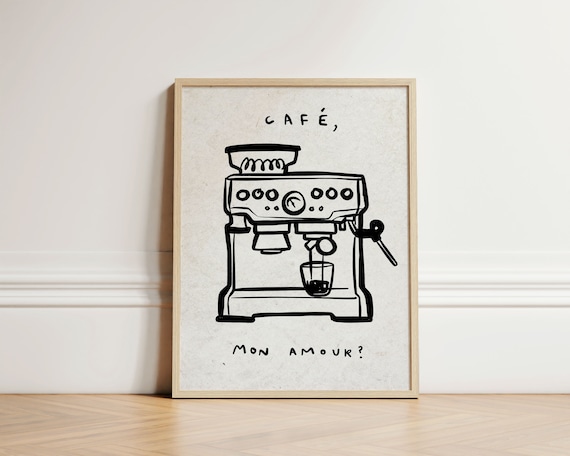 Cafe Mon Amour Coffee Poster, Kitchen Wall Art Decor