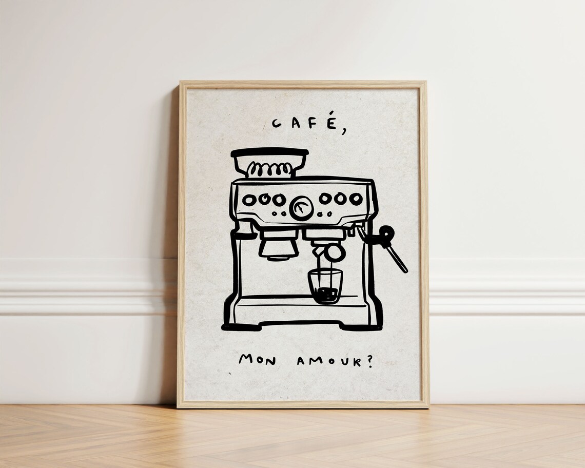 Cafe Mon Amour Coffee Poster, Kitchen Wall Art Decor