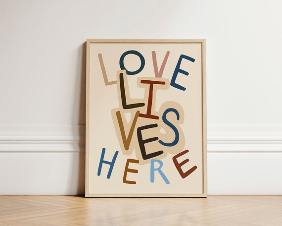 Love Lives Here Print Abstract Home Decor Inspo Wall Room Art Gallery Apartment Unframed