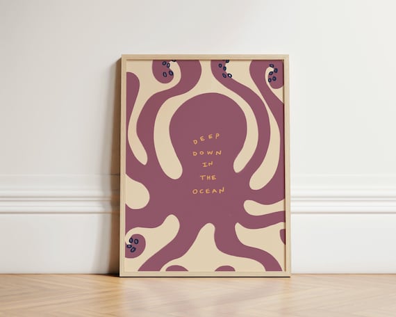 Deep Down In The Ocean Octopus Abstract Kids Nursery Wall Art