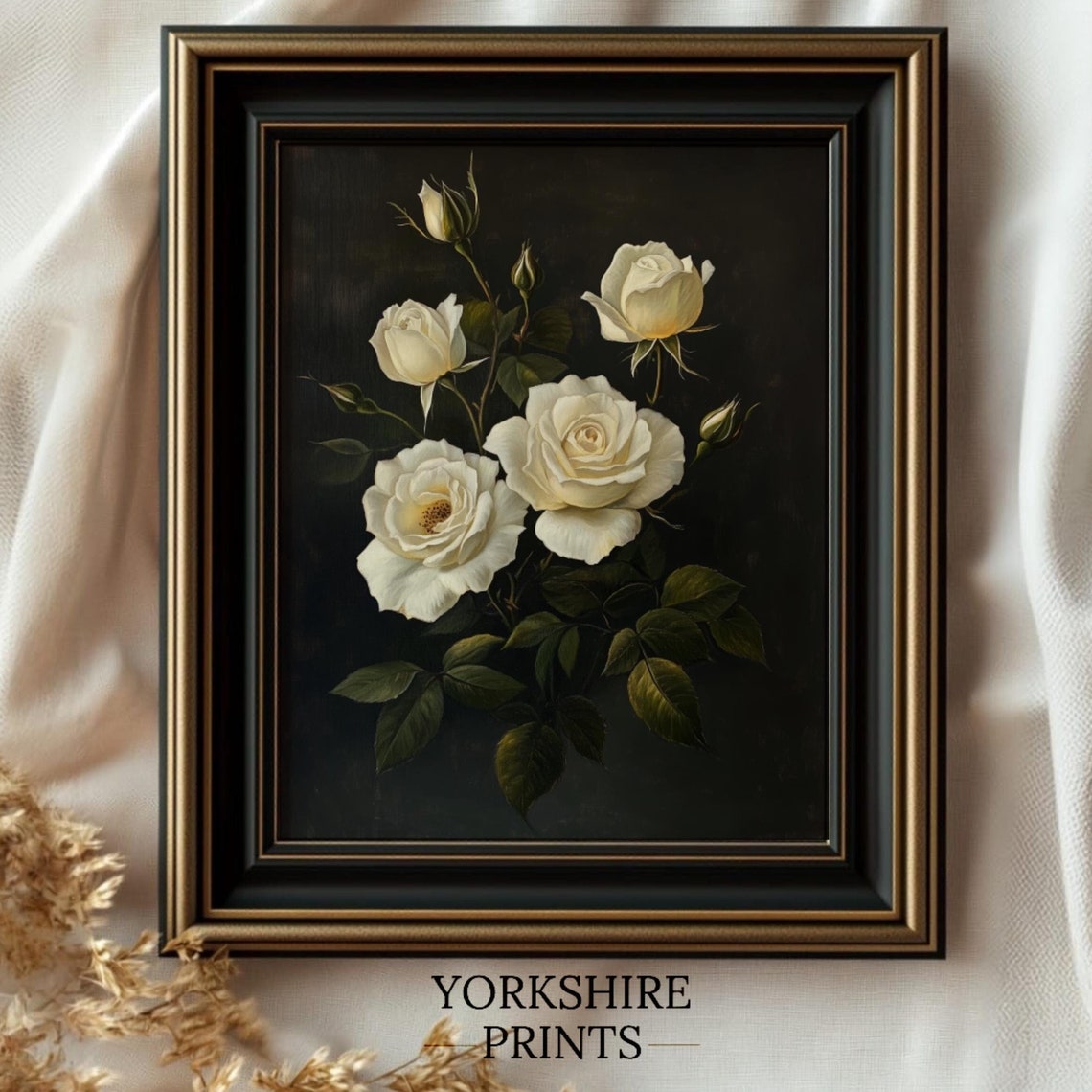 Moody Rose Flower Wall Art Dark Academia Print Antique Moody Oil Painting Vintage Flower Painting Moody Floral Wall Art Dark Rose