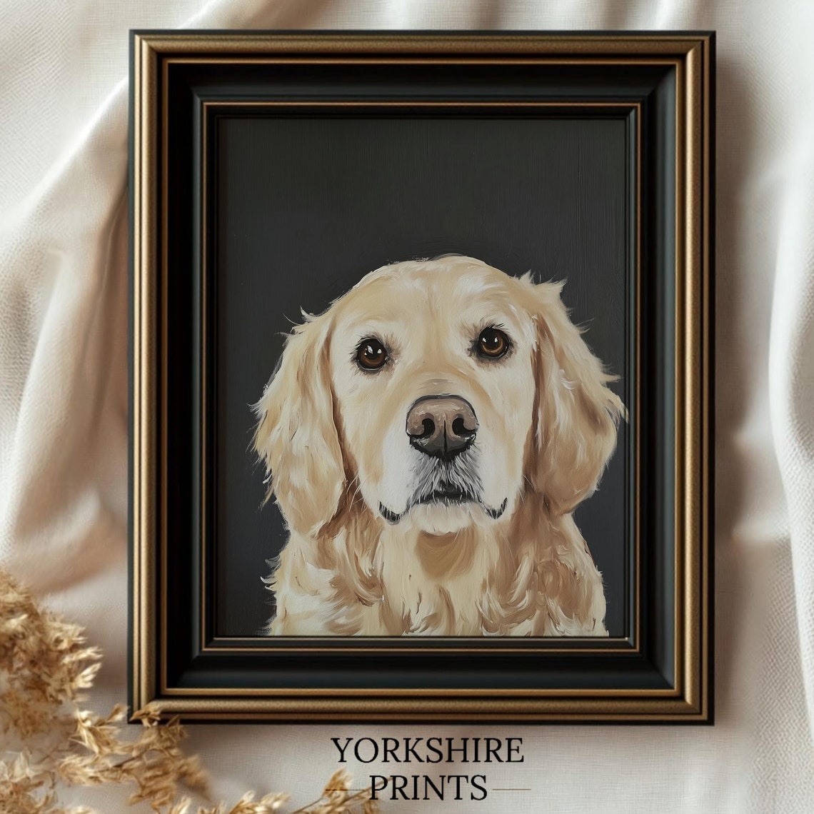 Golden Retriever Dog Wall Art Vintage Moody Dog Print Pet Portrait Wall Art Pet Portrait Golden Retriever Art Artwork For Dog Lovers