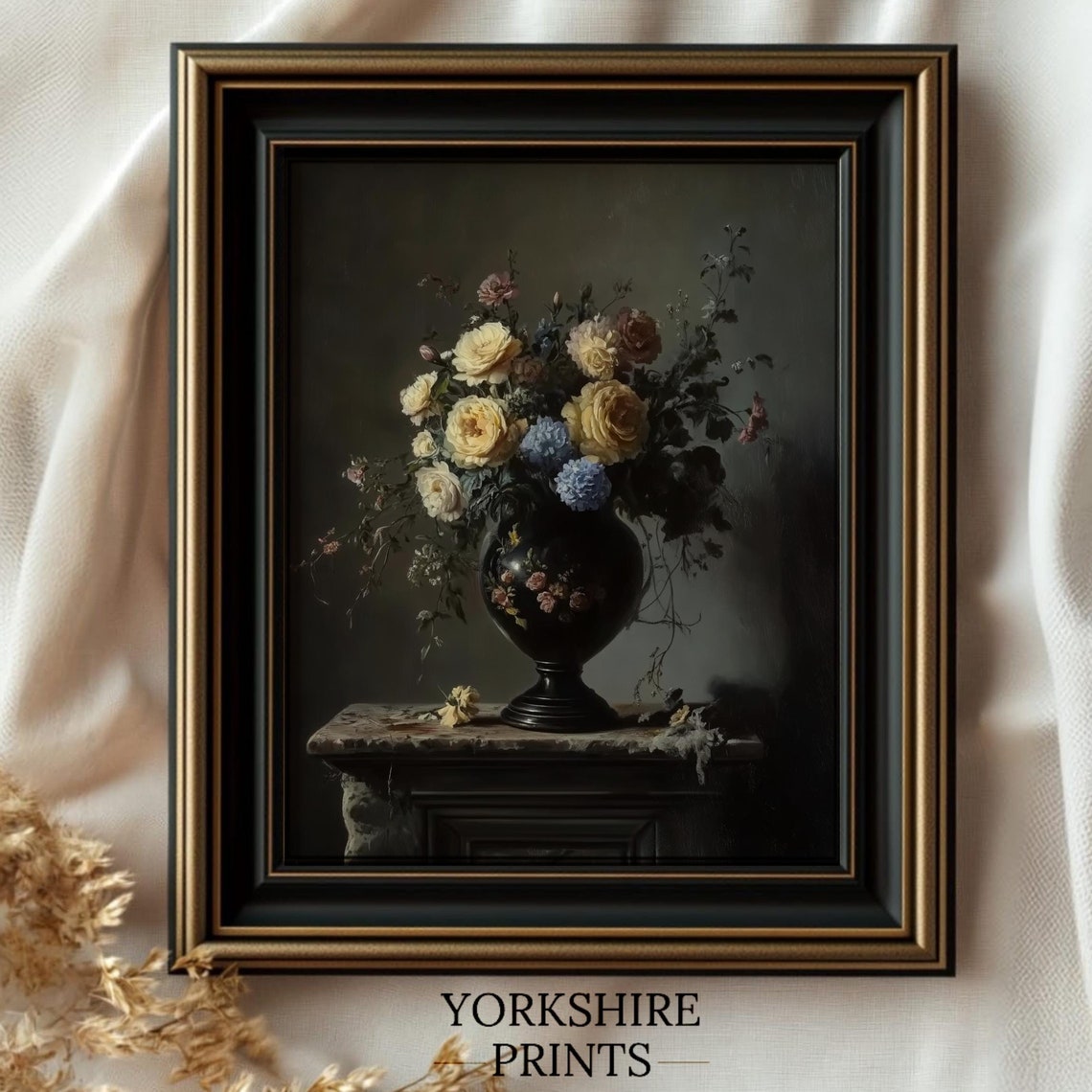Moody Floral Wall Art Moody Flower Print Dark Academia Print Antique Moody Wall Art Vintage Flower Painting Dark Botanical Print