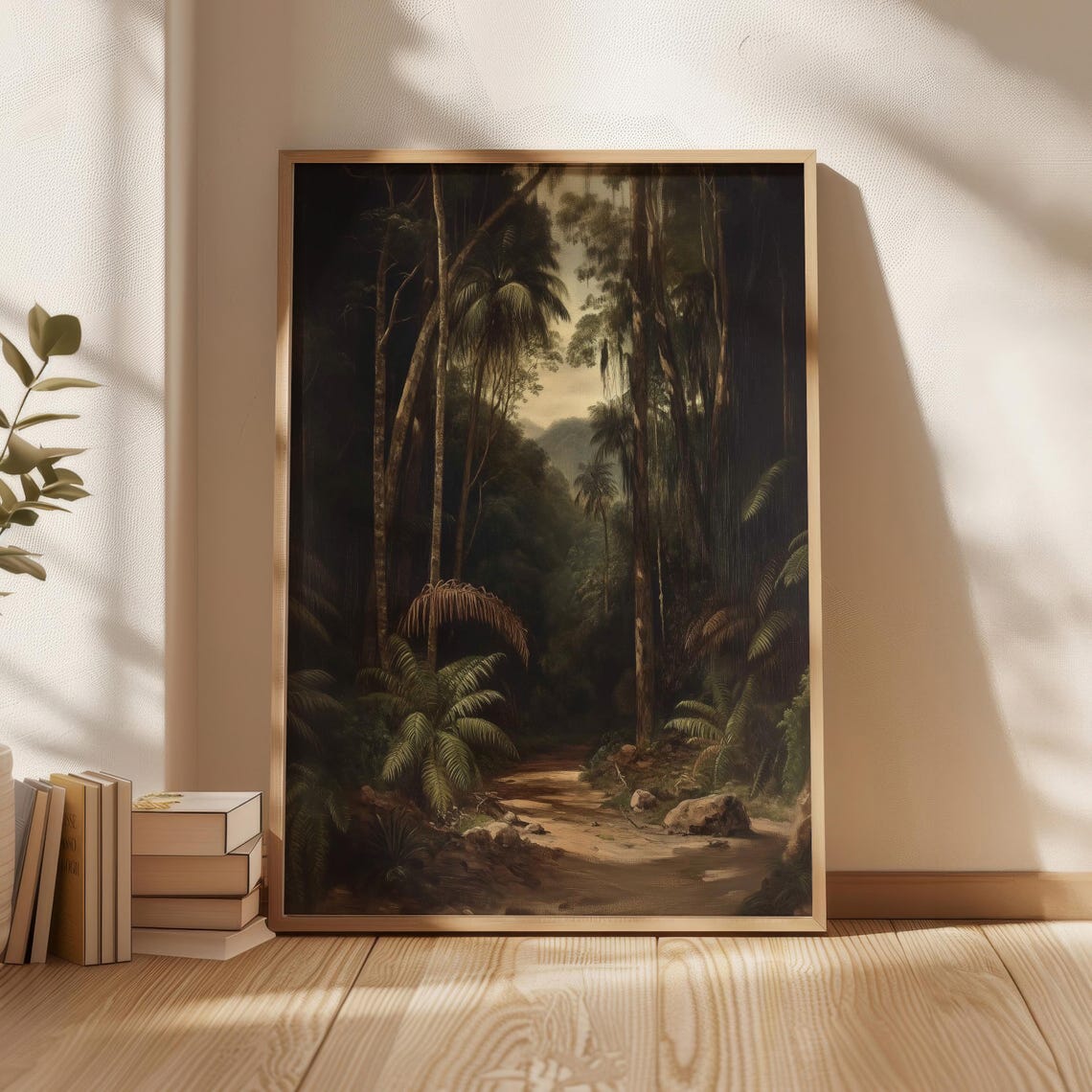 Moody Rainforest Jungle Path Tropical Landscape Painting Poster