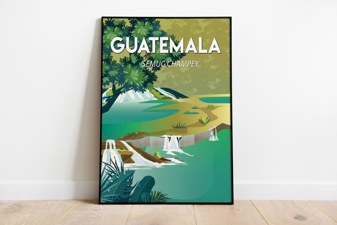 Guatemala Semuc Champey Turquoise Pools Jungle Waterfall Poster