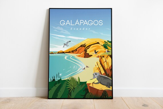 Galapagos Island Ecuador Travel Poster File 12x16 Inches Poster