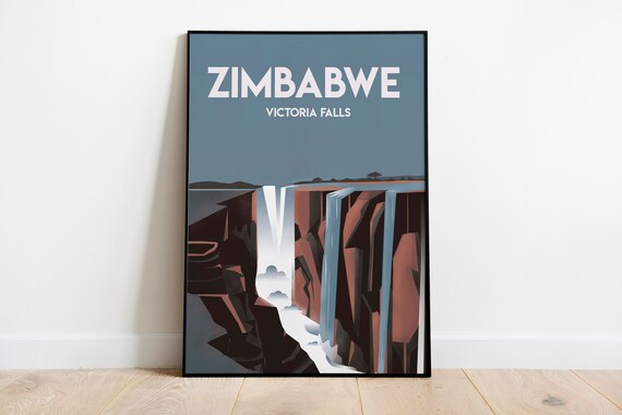 Zimbabwe Africa Travel Poster Print Art Print Room Posters Sizes Inches 8x10 12x16 16x20 18x24 24x36