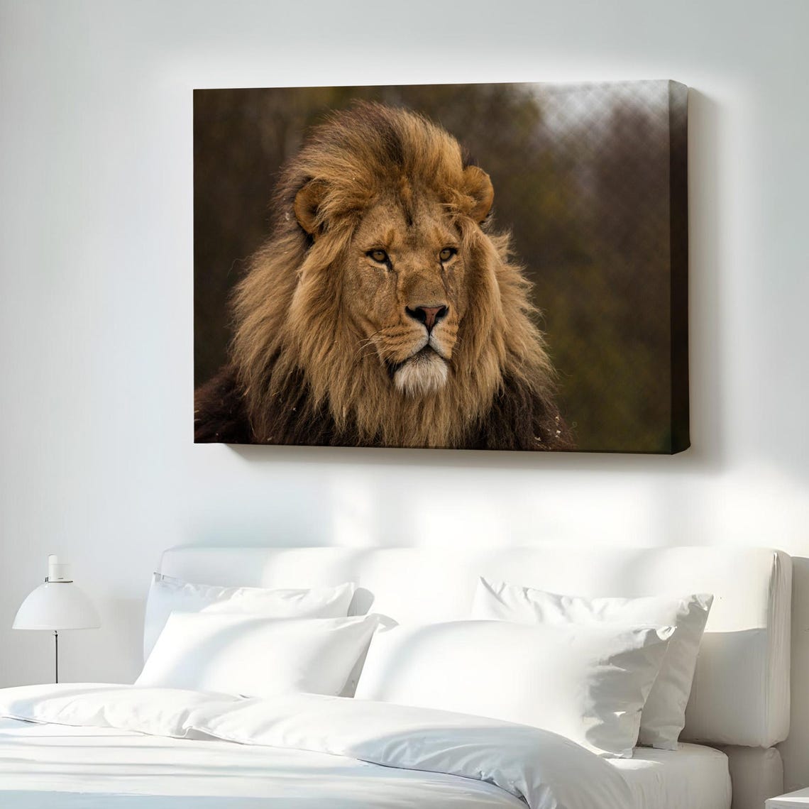 Lion Decorative Canvas Painting Animal Wall Decor Framed Art Modern