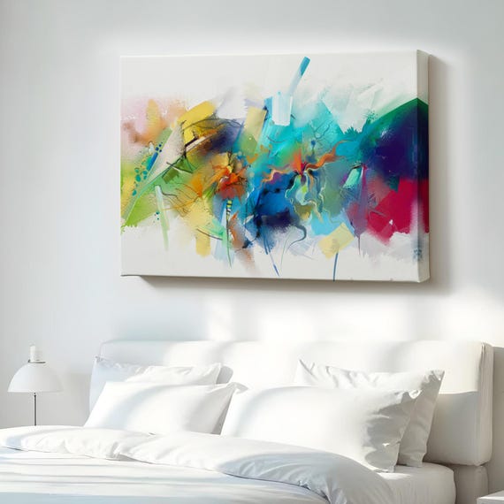 Abstract Brushstrokes Oil Painting Look Decorative Canvas Wall Art Modern Decor Large