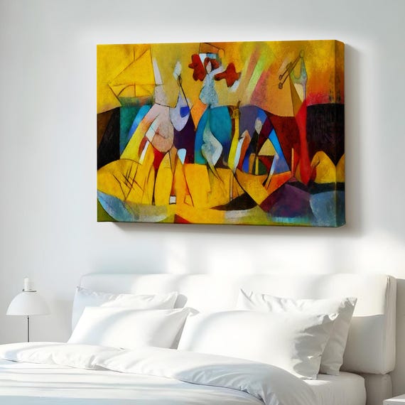 Modern Style Abstract Oil Painting Look Decorative Canvas Wall Art Large Decor