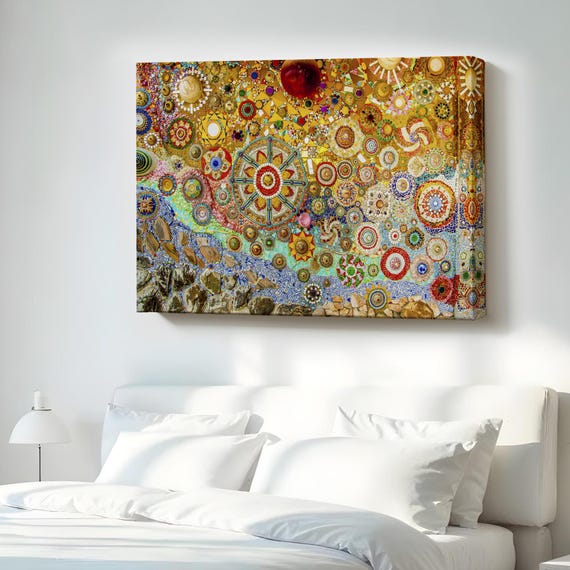 Artistic Mosaic Glass Decorative Canvas Wall Art Housewarming Gifts Large Abstract Modern Decor