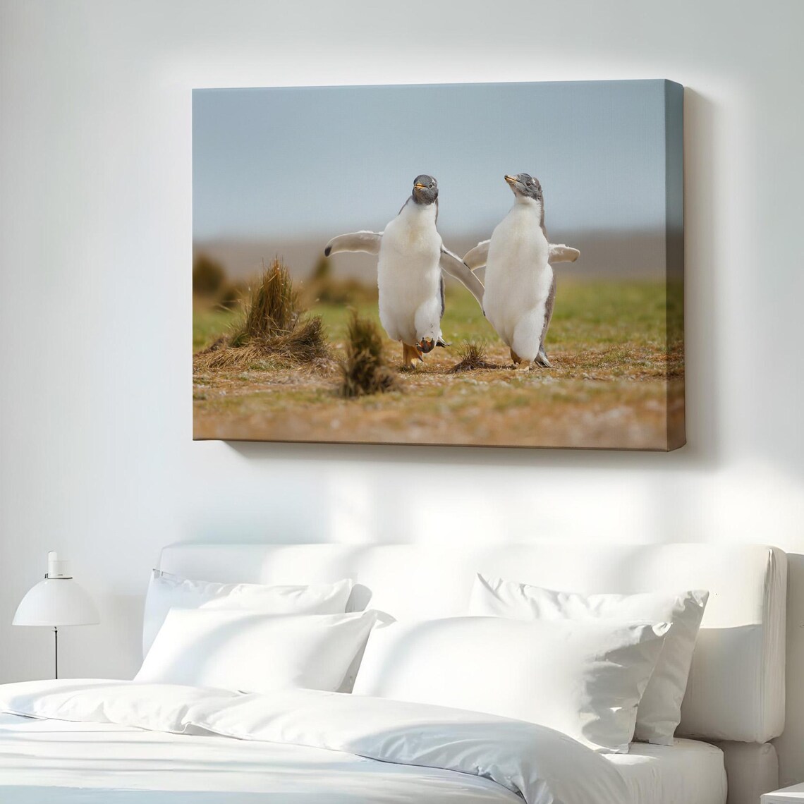 Baby Penguins Waddling Together Cute Juvenile Birds Photo Poster