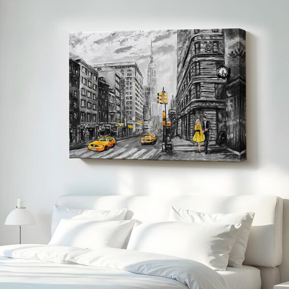 New York Yellow Taxis Street Scene Selective Color City Art Poster