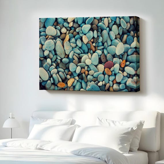 Decorative Stone By The Sea Canvas Wall Art Large Abstract Modern Decor Housewarming Gifts Framed