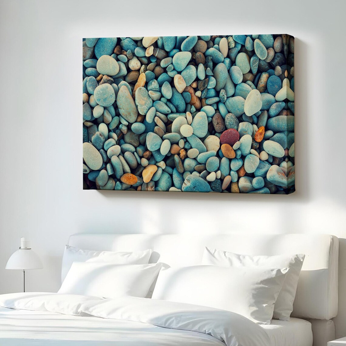 Smooth Turquoise Beach Pebbles Close Up Calming Coastal Stone Art Poster