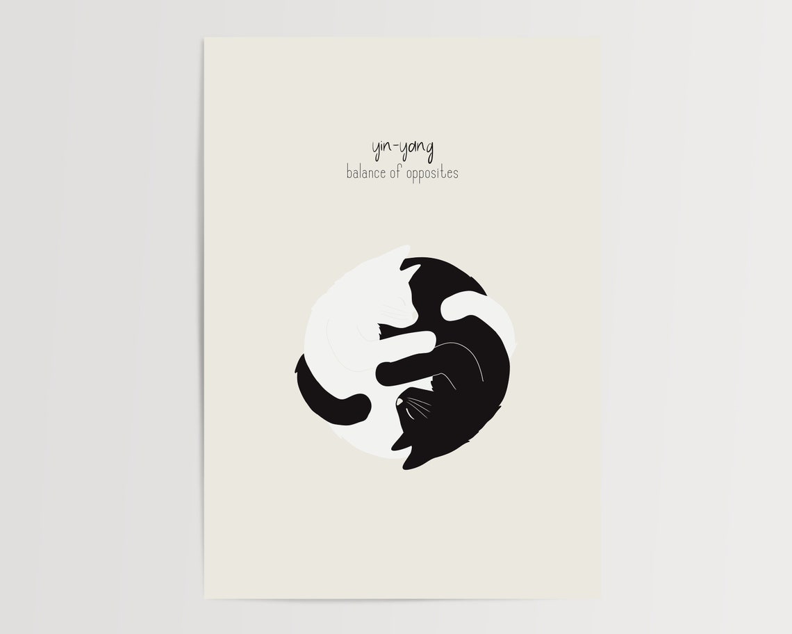 Yin And Yang Cats Minimalist Art Print